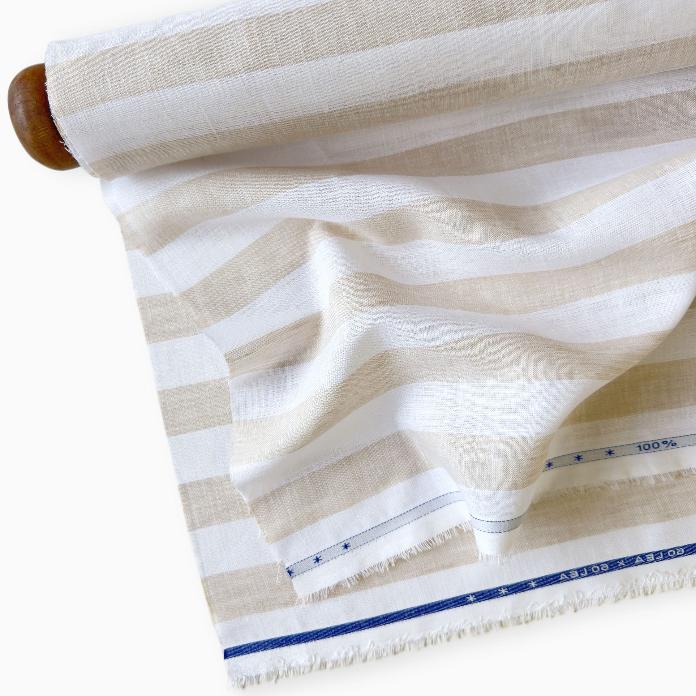 Premium Linen Stripes & Checks Fabric Off-White & Beige Stripes 60 LEA Linen Fabric