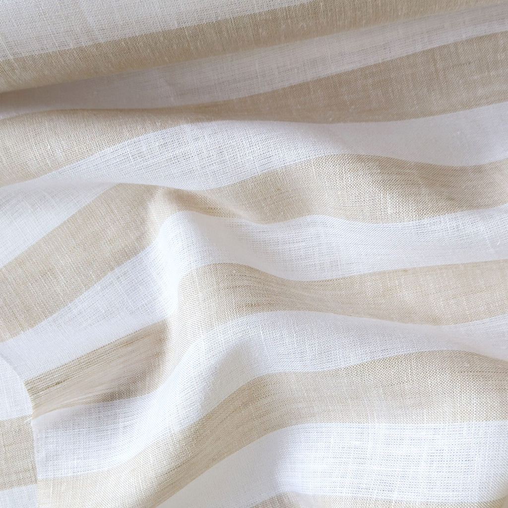 Premium Linen Stripes & Checks Fabric Off-White & Beige Stripes 60 LEA Linen Fabric