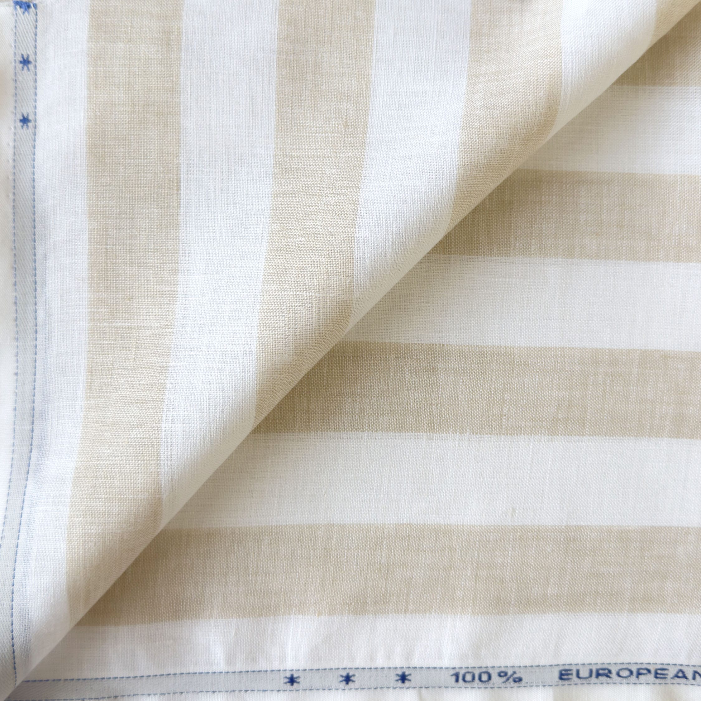 Premium Linen Stripes & Checks Fabric Off-White & Beige Stripes 60 LEA Linen Fabric