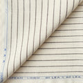 Premium Linen Stripes & Checks Fabric Off-White & Brown Stripes 60 LEA Linen Fabric