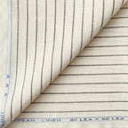 Premium Linen Stripes & Checks Fabric Off-White & Brown Stripes 60 LEA Linen Fabric