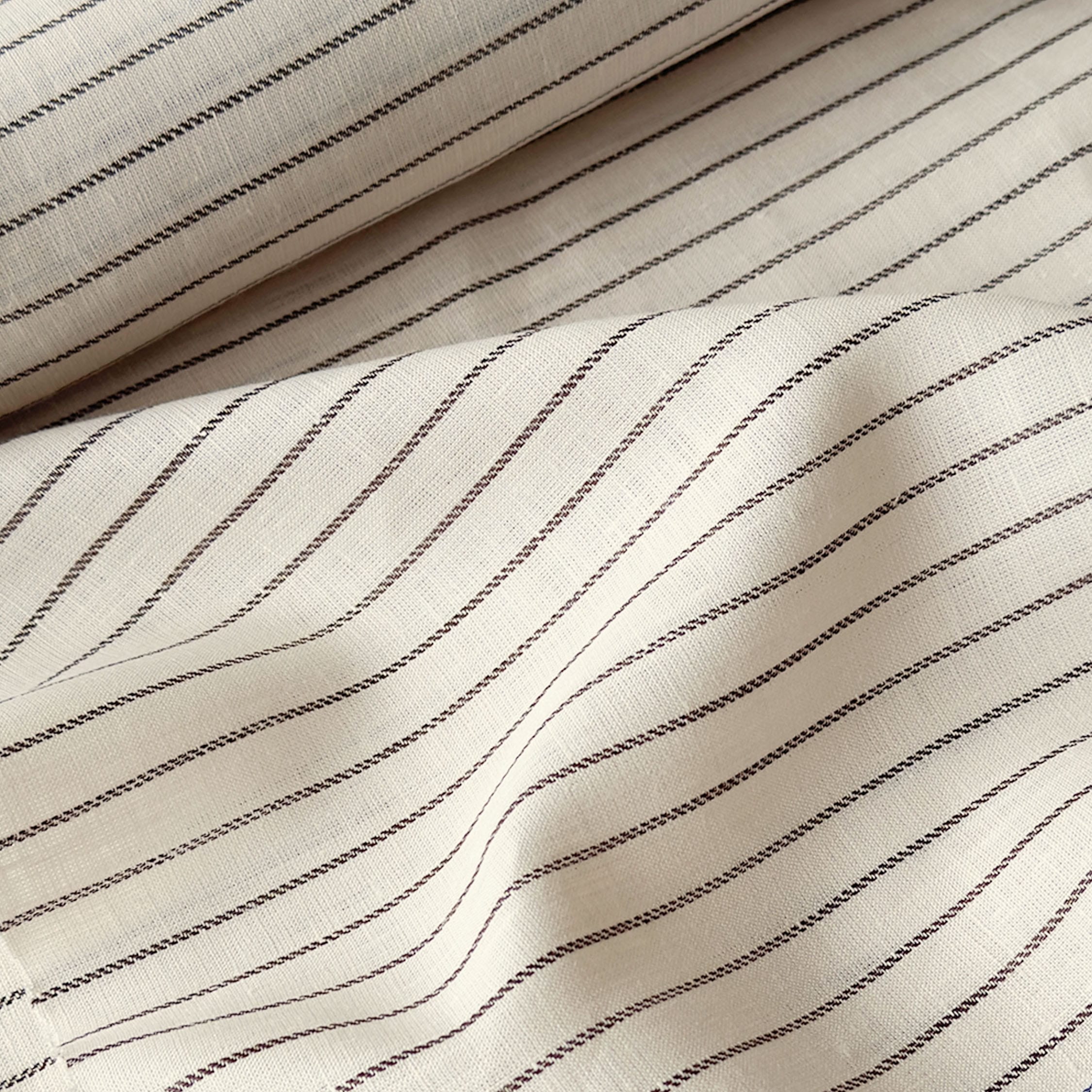Premium Linen Stripes & Checks Fabric Off-White & Brown Stripes 60 LEA Linen Fabric