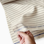 Premium Linen Stripes & Checks Fabric Off-White & Brown Stripes 60 LEA Linen Fabric