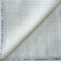 Premium Linen Stripes & Checks Fabric Off-White & Green Checks 60 LEA Linen Fabric