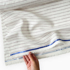 Premium Linen Stripes & Checks Fabric Off-White & Wine Stripes 60 LEA Linen Fabric