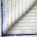 Premium Linen Stripes & Checks Fabric Off-White & Wine Stripes 60 LEA Linen Fabric
