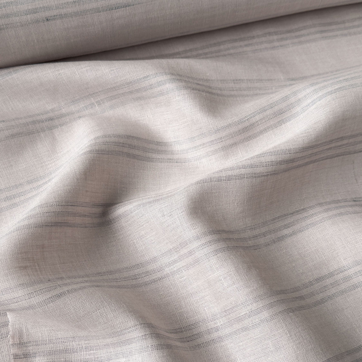 Premium Linen Stripes & Checks Fabric Oyster Grey & Dark Grey Stripes 60 LEA Linen Fabric