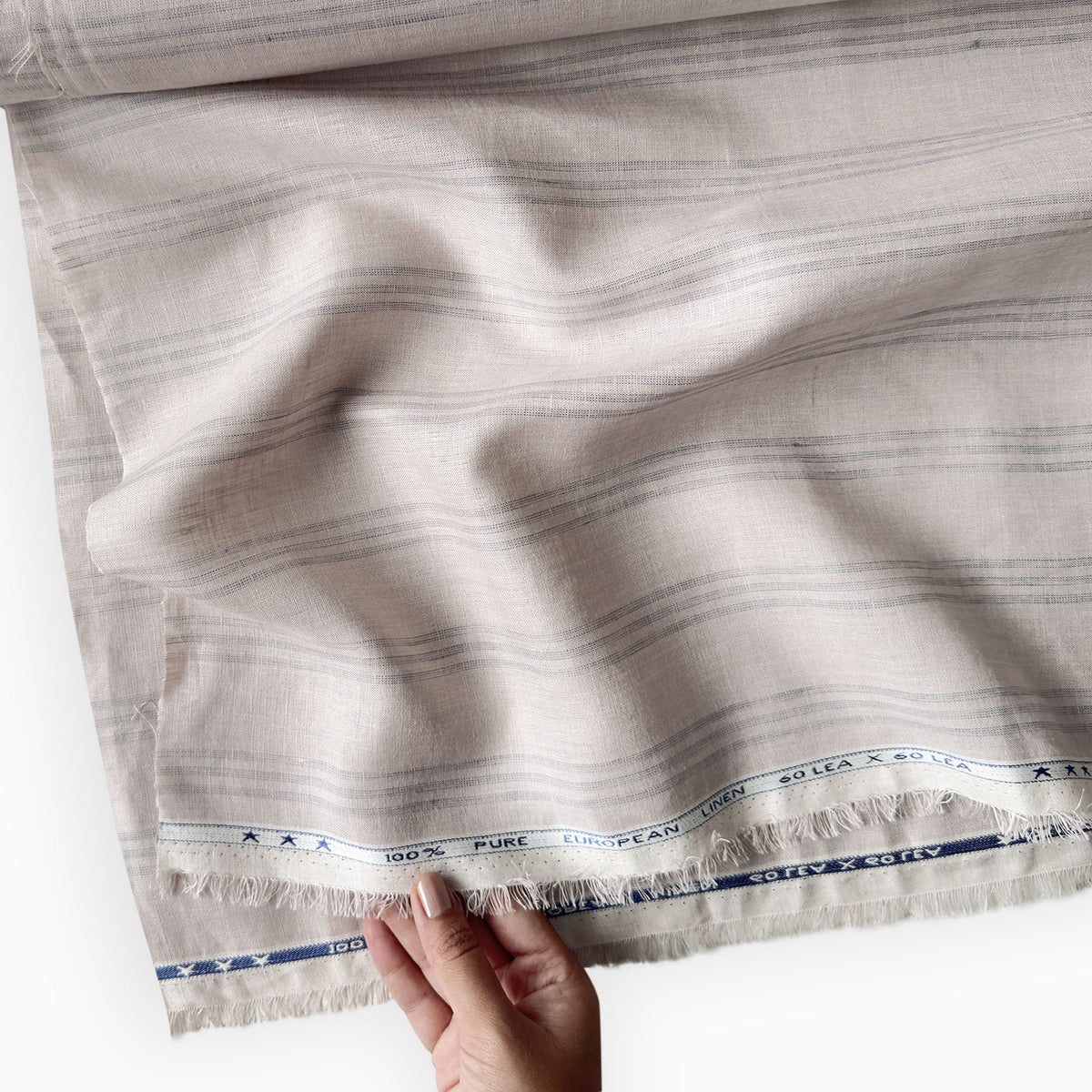 Premium Linen Stripes & Checks Fabric Oyster Grey & Dark Grey Stripes 60 LEA Linen Fabric