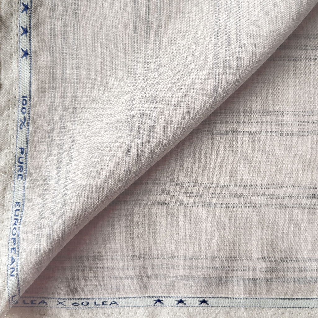 Premium Linen Stripes & Checks Fabric Oyster Grey & Dark Grey Stripes 60 LEA Linen Fabric