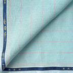 Premium Linen Stripes & Checks Fabric Pale Blue & Pink Stripes 60 LEA Linen Fabric