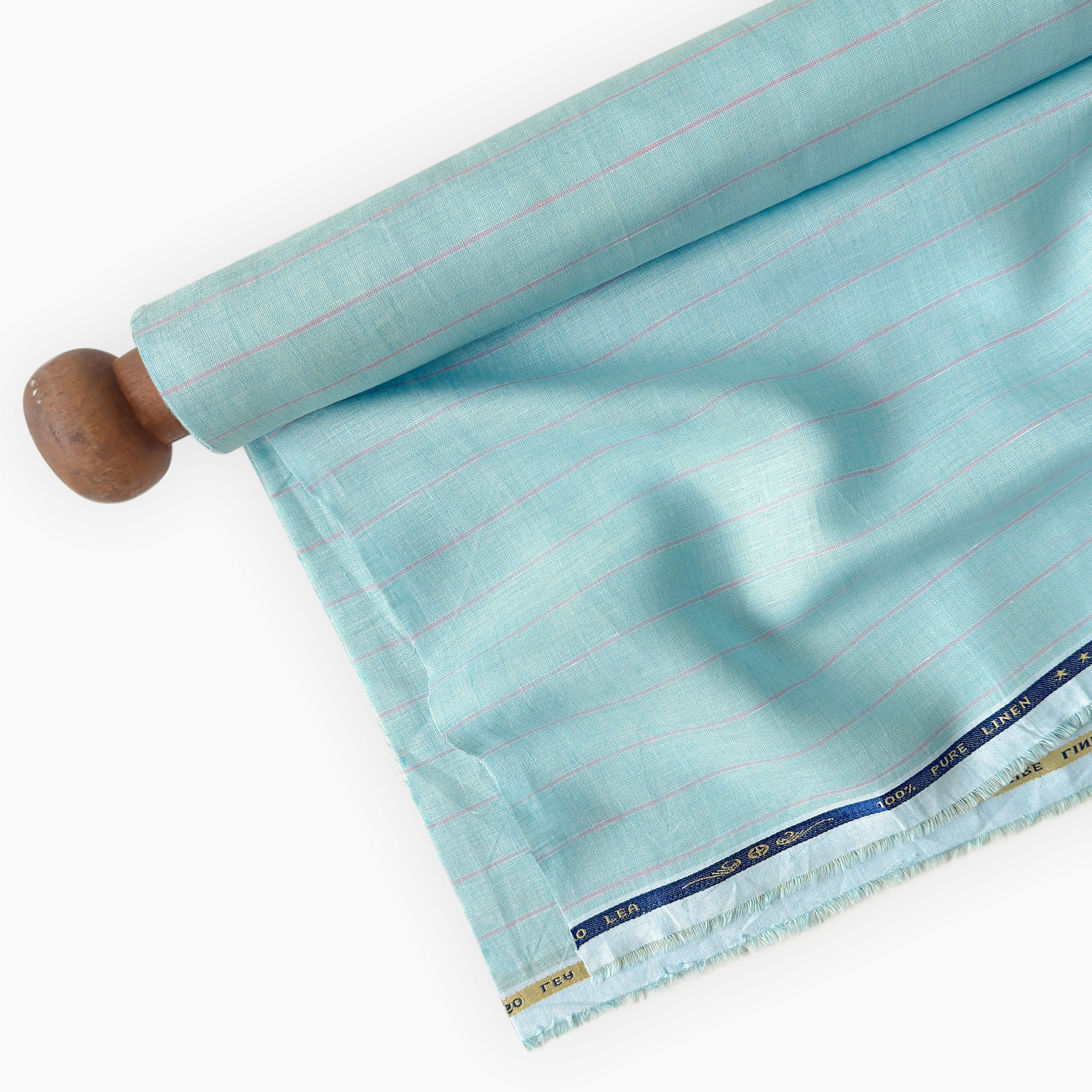 Premium Linen Stripes & Checks Fabric Pale Blue & Pink Stripes 60 LEA Linen Fabric