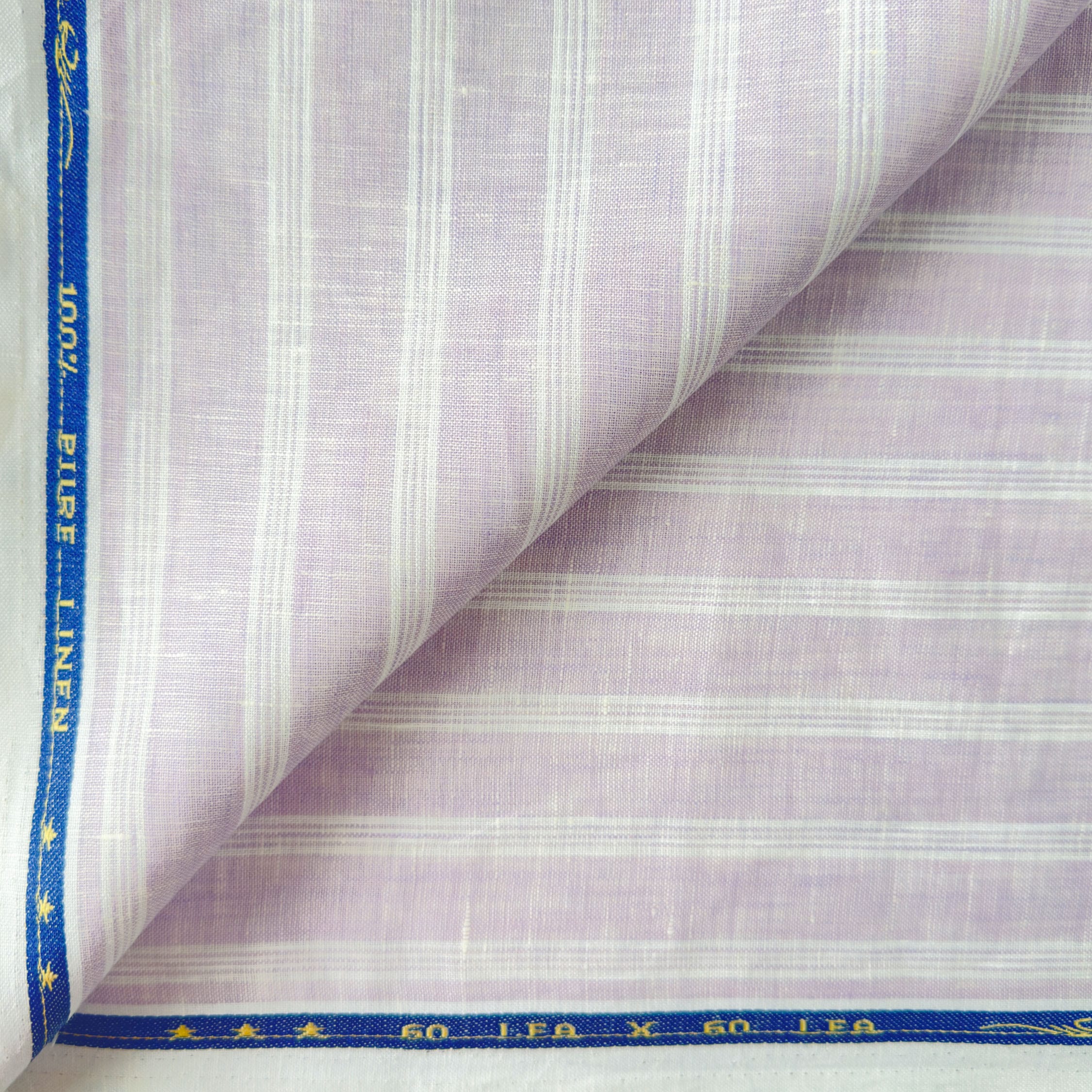 Premium Linen Stripes & Checks Fabric Pastel Lilac & White Stripes 60 LEA Linen Fabric