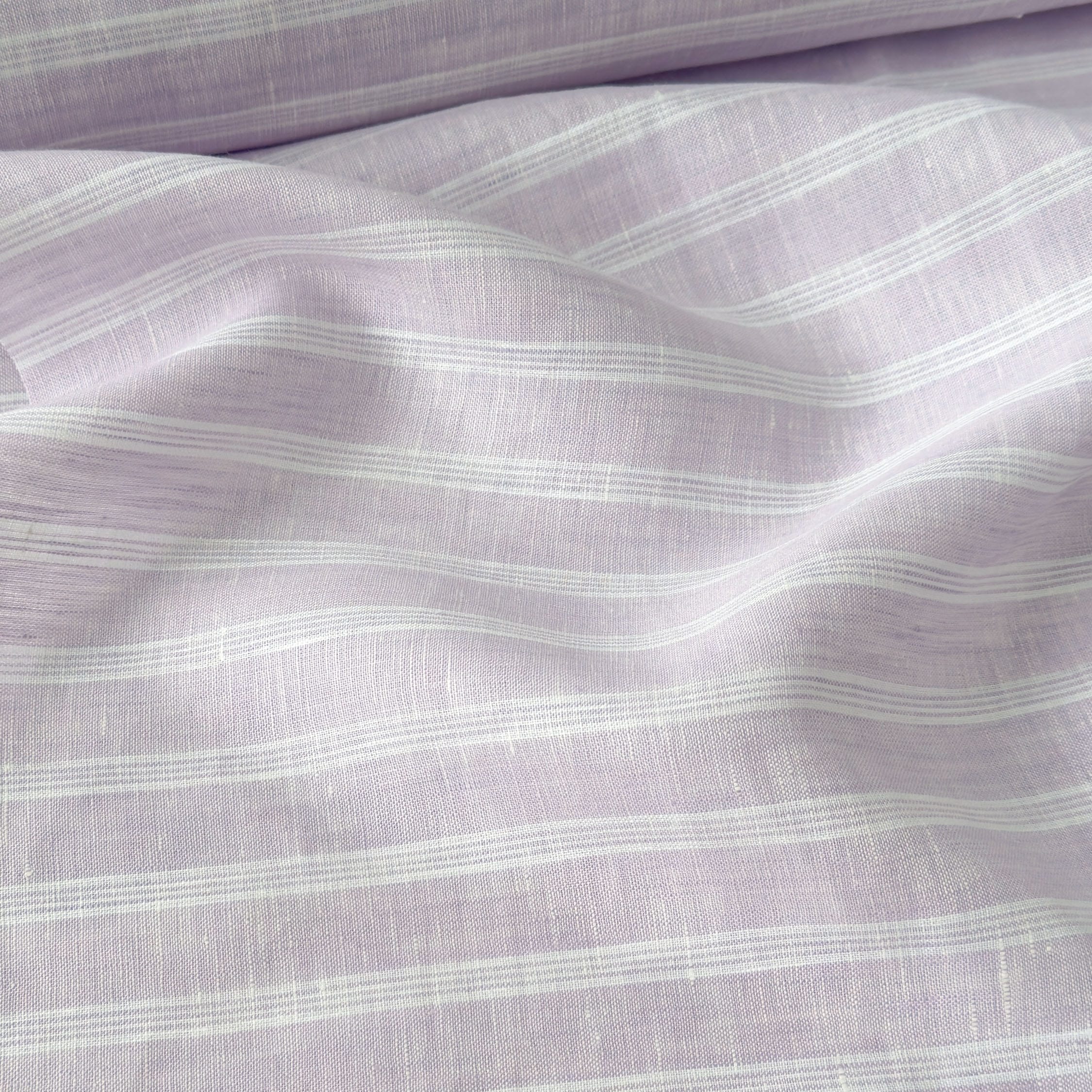 Premium Linen Stripes & Checks Fabric Pastel Lilac & White Stripes 60 LEA Linen Fabric