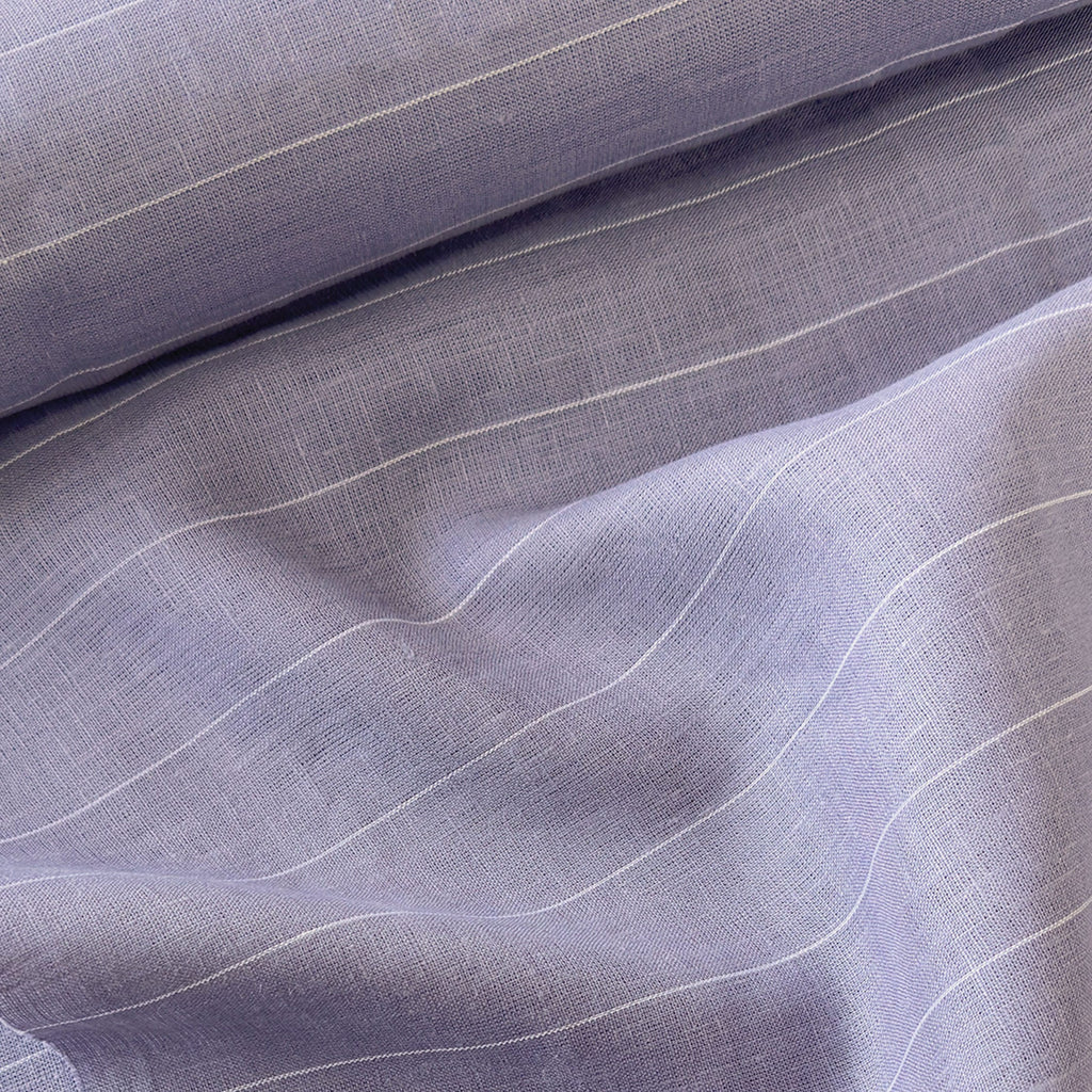 Premium Linen Stripes & Checks Fabric Persian Violet & White Stripes 60 LEA Linen Fabric
