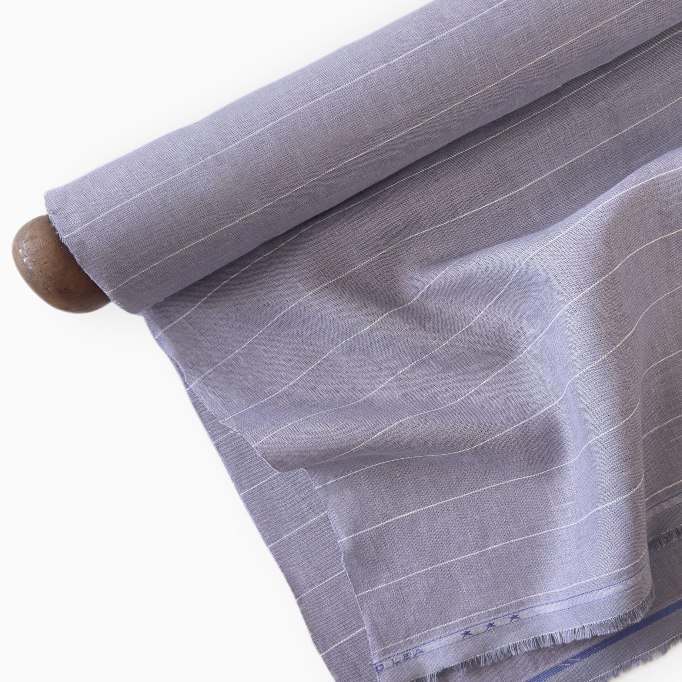 Premium Linen Stripes & Checks Fabric Persian Violet & White Stripes 60 LEA Linen Fabric