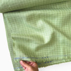 Premium Linen Stripes & Checks Fabric Pistachio & White Checks 60 LEA Linen Fabric