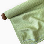 Premium Linen Stripes & Checks Fabric Pistachio & White Checks 60 LEA Linen Fabric