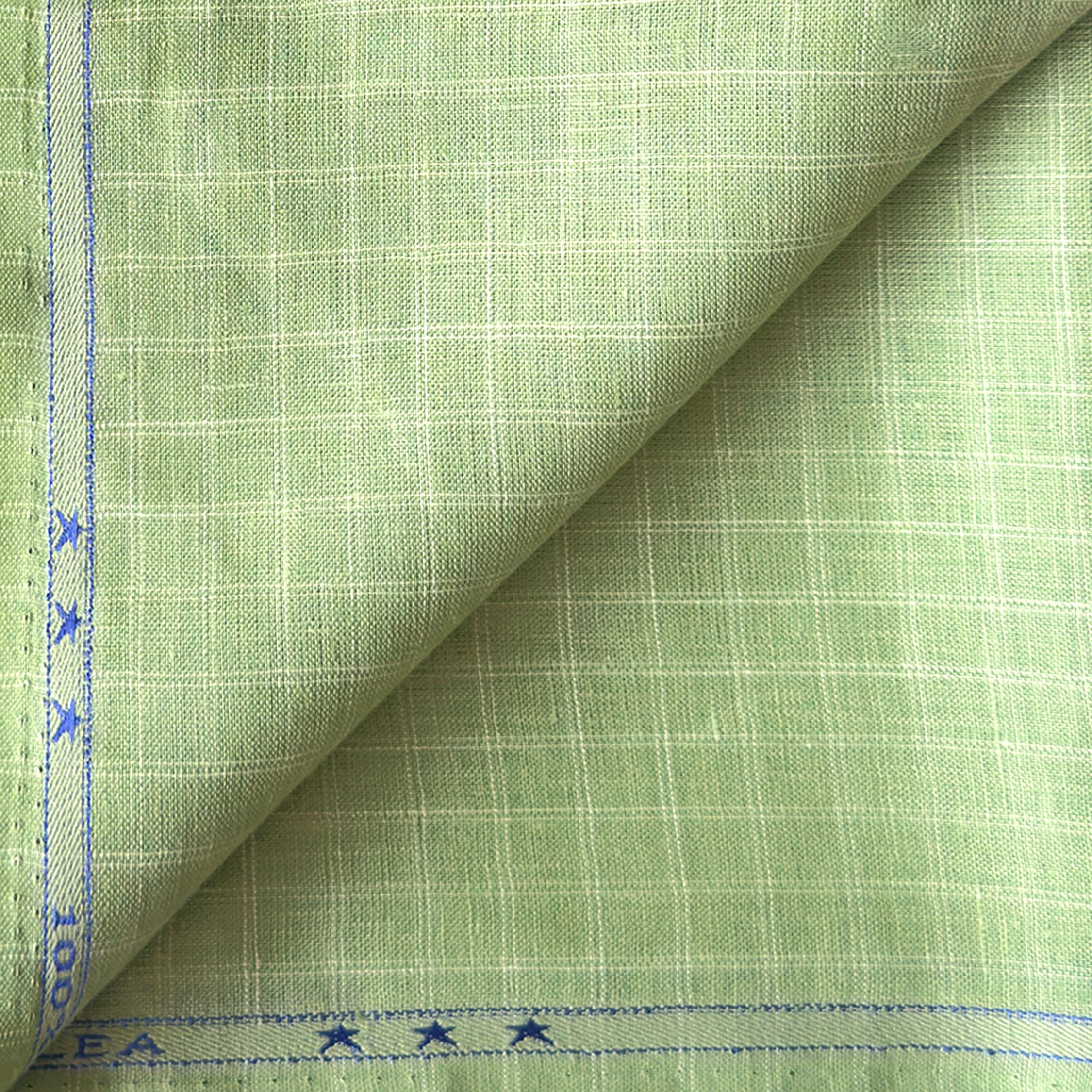 Premium Linen Stripes & Checks Fabric Pistachio & White Checks 60 LEA Linen Fabric