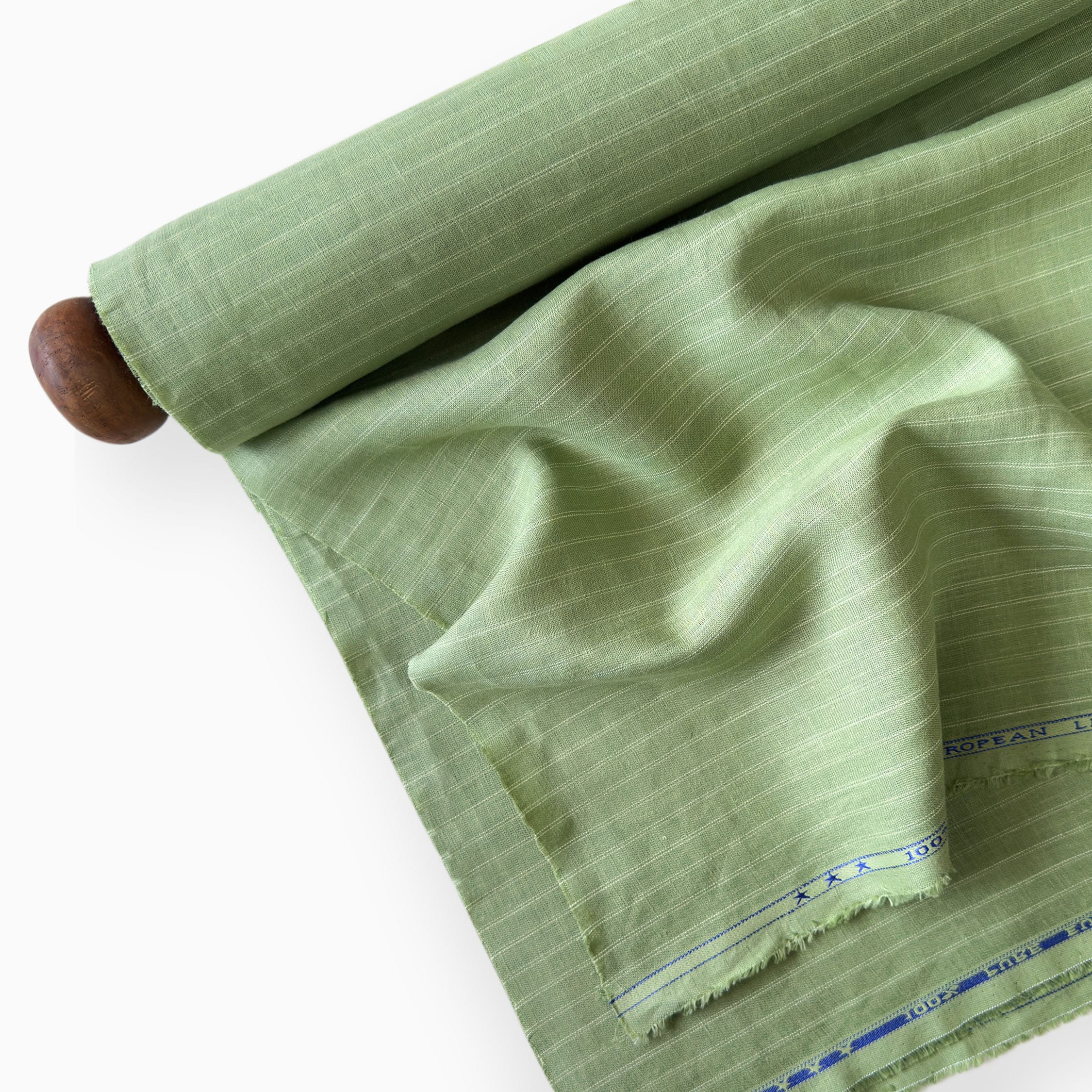 Premium Linen Stripes & Checks Fabric Pistachio & White Stripes 60 LEA Linen Fabric