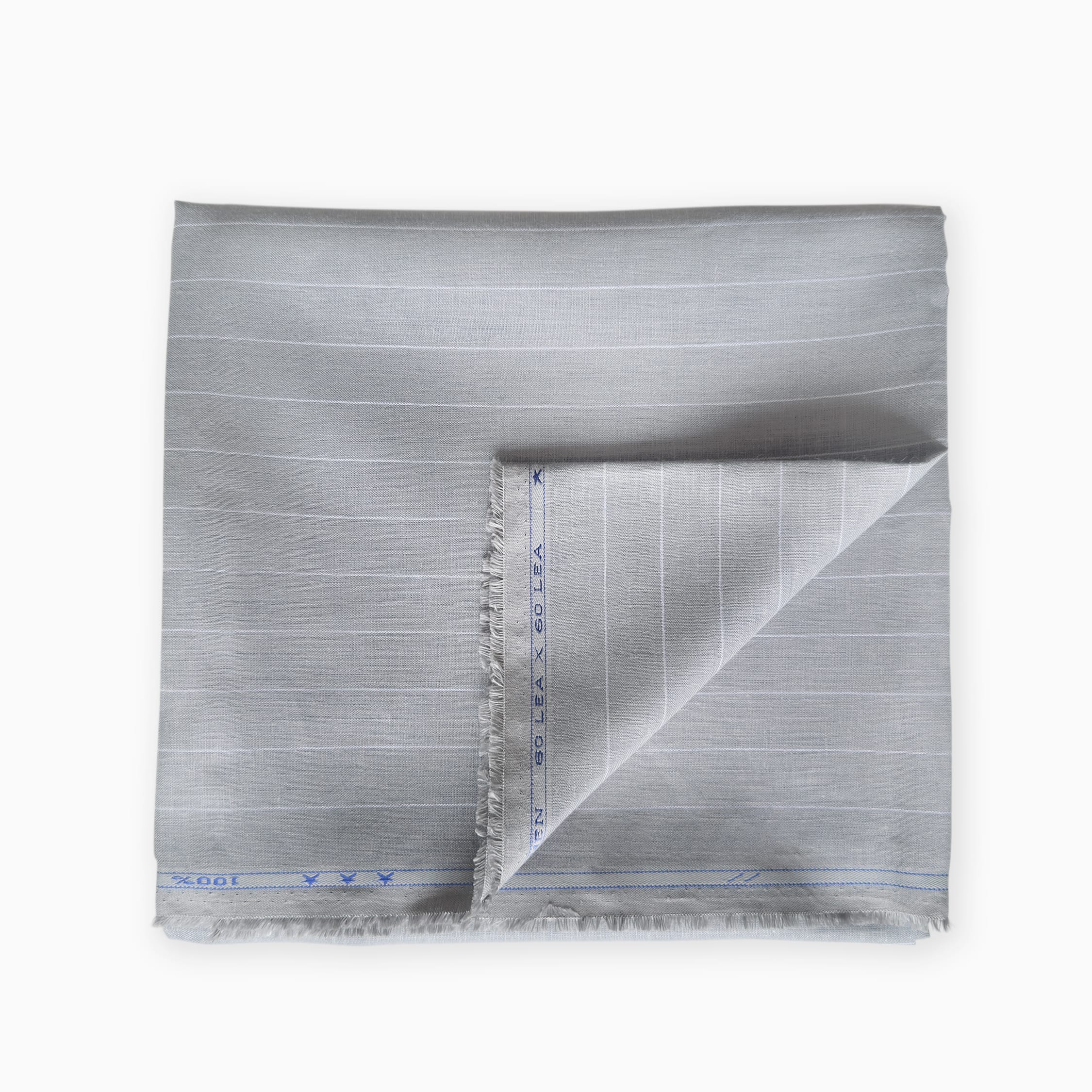 Premium Linen Stripes & Checks Fabric Powder Grey Stripes 60 Lea Pure Linen