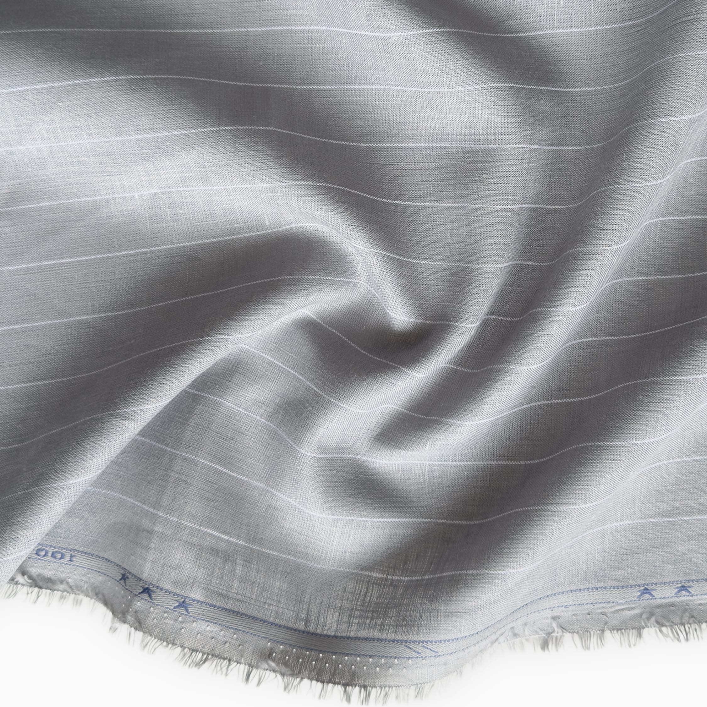 Premium Linen Stripes & Checks Fabric Powder Grey Stripes 60 Lea Pure Linen