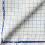 Premium Linen Stripes & Checks Fabric Pure White & Baby Blue Checks 60 LEA Linen Fabric