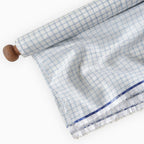 Premium Linen Stripes & Checks Fabric Pure White & Baby Blue Checks 60 LEA Linen Fabric