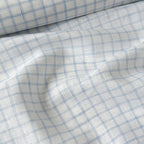 Premium Linen Stripes & Checks Fabric Pure White & Baby Blue Checks 60 LEA Linen Fabric