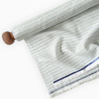 Premium Linen Stripes & Checks Fabric Pure White & Baby Blue Stripes 60 LEA Linen Fabric