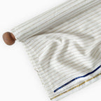 Premium Linen Stripes & Checks Fabric Pure White & Biege-Brown Stripes 60 LEA Linen Fabric
