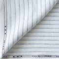 Premium Linen Stripes & Checks Fabric Pure White & Blue-Black Stripes 60 LEA Linen Fabric