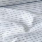 Premium Linen Stripes & Checks Fabric Pure White & Blue-Black Stripes 60 LEA Linen Fabric