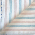 Premium Linen Stripes & Checks Fabric Pure White & Blue-Brown Stripes 60 LEA Linen Fabric
