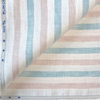 Premium Linen Stripes & Checks Fabric Pure White & Blue-Brown Stripes 60 LEA Linen Fabric