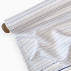 Premium Linen Stripes & Checks Fabric Pure White & Blue Stripes 60 LEA Linen Fabric