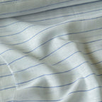 Premium Linen Stripes & Checks Fabric Pure White & Blue Stripes 60 LEA Linen Fabric