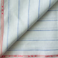 Premium Linen Stripes & Checks Fabric Pure White & Blue Stripes 60 LEA Linen Fabric