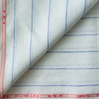 Premium Linen Stripes & Checks Fabric Pure White & Blue Stripes 60 LEA Linen Fabric