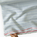 Premium Linen Stripes & Checks Fabric Pure White & Blue Stripes 60 LEA Linen Fabric