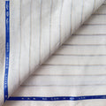 Premium Linen Stripes & Checks Fabric Pure White & Brown-Blue Stripes 60 LEA Linen Fabric