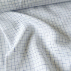 Premium Linen Stripes & Checks Fabric Pure White & Dark Blue Checks 60 LEA Linen Fabric