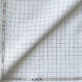 Premium Linen Stripes & Checks Fabric Pure White & Dark Blue Checks 60 LEA Linen Fabric