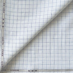 Premium Linen Stripes & Checks Fabric Pure White & Dark Blue Checks 60 LEA Linen Fabric