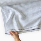 Premium Linen Stripes & Checks Fabric Pure White & Dark Blue Checks 60 LEA Linen Fabric