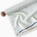 Premium Linen Stripes & Checks Fabric Pure White & Dark Green Checks 60 LEA Linen Fabric