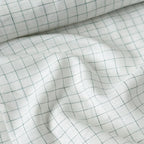Premium Linen Stripes & Checks Fabric Pure White & Dark Green Checks 60 LEA Linen Fabric