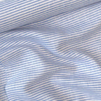 Premium Linen Stripes & Checks Fabric Pure White & Denim Blue Stripes 60 LEA Linen Fabric