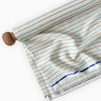 Premium Linen Stripes & Checks Fabric Pure White & Green-Brown Stripes 60 LEA Linen Fabric