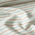 Premium Linen Stripes & Checks Fabric Pure White & Green-Brown Stripes 60 LEA Linen Fabric