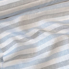 Premium Linen Stripes & Checks Fabric Pure White & Grey-Blue Stripes 60 LEA Linen Fabric